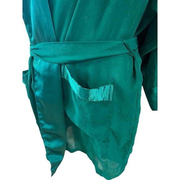 Vintage Victoria's Secret Gold Label Green Satin Kimono Robe Size M - Picture 2 of 7